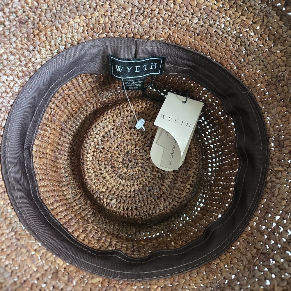 New Wyeth Tali 100% Raffia Straw Chocolate Bucket Hat One Size NWT - Picture 10 of 11
